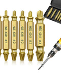 Damaged Screw Extractor Set For Stripped Screws And Bolts Gold Tone Drill Bit Tools For Easy Removal High Speed Steel Construction