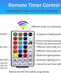 Remote control for 33 Ft Solar Rope Lights Outdoor Waterproof With Remote And Timer, 18 Color Changing LED Rope Lights, showing color settings.