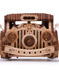 Hot Rod 3D Wooden Puzzle Car Kit for Adults No Glue Needed 280 Pieces Natural Wood Model front view