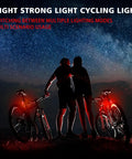 Two cyclists under starry sky with bike tail lights glowing bright red, illustrating Bike Tail Light For Night Rides USB Rechargeable Waterproof Red LED Safety Light With Wide Beam And Multiple Modes That Fits Most Seat Posts And Stays On In Any Weather For Safer Night Commutes