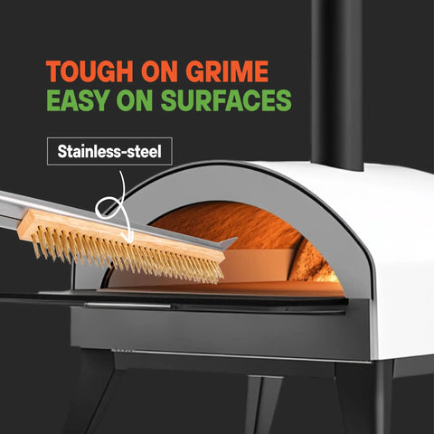 Pizza Stone Cleaner And Oven Brush Kit For Home Cooks And Pizza Pros 2 In 1 Heat Resistant Stainless Steel Scraper With Dual Brush Heads