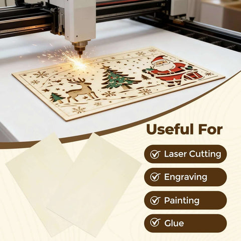12-pack basswood sheets, 12x16x1/8 in (3 mm), for laser cutting and engraving.