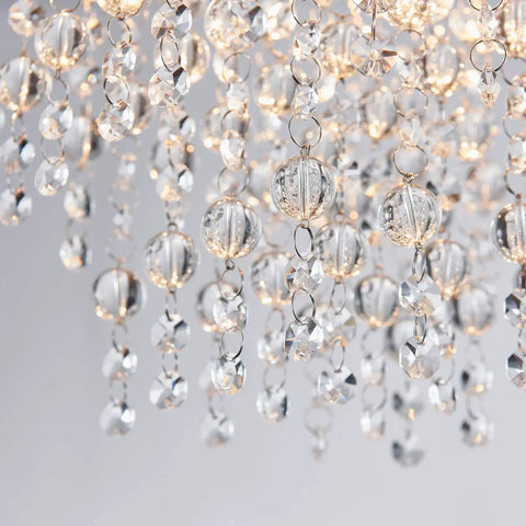 Five Light Modern Flush Mount Crystal Ceiling Light Fixture For Bedroom Dining Room Living Room Close To Ceiling Chandelier Style G9 Bulbs Not Included LED Compatible 12 Inch High 13 Inch Wide 13 Inch Long