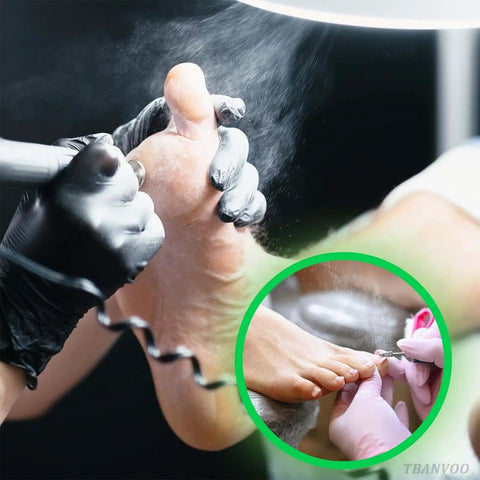 Pro Grade 60W Nail Dust Collector With Serious Suction For Salon And Home Use in action during a pedicure