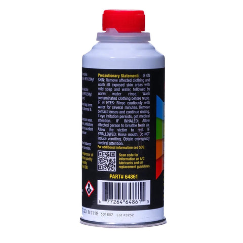 Real Deal Synthetic PoE Lubricant Oil For 1234yf Electric Hybrid Vehicles 4 Oz back label detailing usage and safety instructions