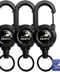 3 Pack Heavy Duty Zinger Retractors Saltwater Resistant 28 Inch Stainless Steel Wire Rope Tether with carabiner clips