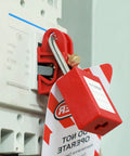 Universal Circuit Breaker Lockout Kit With Quick Lock Design For Single Double And Triple Pole Breakers ISO DIN Safety Compliance Lockout Tagout Set 5 Pack Must Have installed on electrical panel
