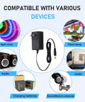 10 Pack 12V DC LED Power Supplies 24W 2A Switching Adapters From 120V AC To 12V DC For LED Strip Lights With 5.5mm By 2.1mm Female Barrel Connectors Great For High Output LED Projects. Compatible with LED strips, plant lamps, routers, batteries, and cameras