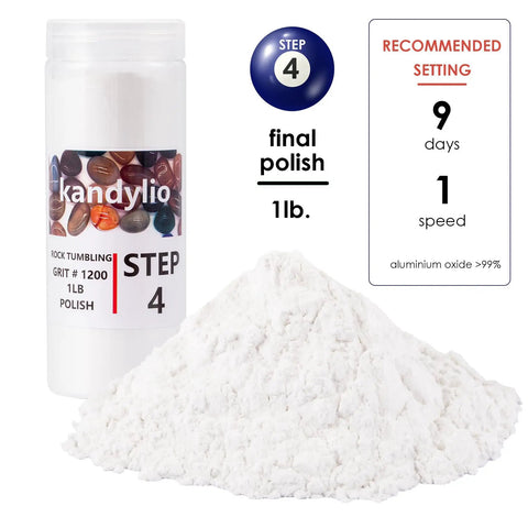 Four Pound Rock Tumbler Grit Kit With Silicon Carbide And Aluminum Oxide Grits For Polishing Up To 30 Lbs Of Rocks In Any Tumbler Polisher container with white aluminum oxide powder