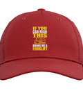 Forklift Operator Warehouse Statement Red Adjustable Printed Baseball Hat For Adults Classic Five Panel Cap With High Crown One Size Fits Most