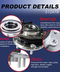 Rear Right Wheel Bearing Hub Assembly 512479 for Dodge Journey 2009-2019 with bearings, splines, and studs details