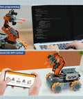 HIWONDER 5DOF AI Vision Robotic Arm kit with orange arms and gray chassis; Android/iOS app control