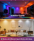 4 Inch RGB LED Recessed Lights Canless With Alexa Voice Control And BRmesh App, multiple colors shown in living space