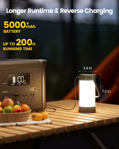 Brighter Than The Night Ultra Bright 135 LED Camping Lantern With 5000mAh Rechargeable Battery on wooden table