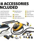 On Demand Steam Cleaner And Wallpaper Remover Multipurpose Power Steamer With 18 attachments displayed on a white background