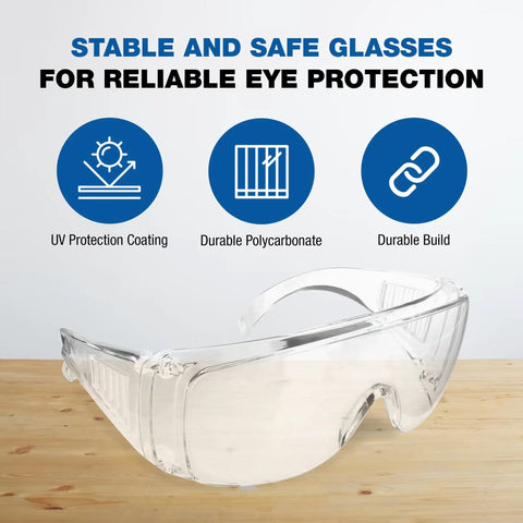 Visitor Safety Glasses For Men And Women With Wraparound Polycarbonate Lenses, ANSI Z87 Certified For Shooting Range And Lab Use