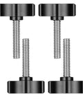 4 Pcs 1/4-20 x 1-1/4 Inch Thumb Screws With Black Wing Knob Stainless Steel Thread And Aluminum Knob Adjustable Tee Wing Thumbscrews For Quick Clamp Tightening And Easy Power Supply Mounts, shown front view