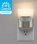 Motion Sensor Night Light Plug In 40 Lumens Soft White LED Nightlight UL Certified Energy Efficient No Fuss Auto On When Motion Detected Ideal Nightlight for Bedroom Bathroom Kitchen Hallway 2 Pack Silver Model 46633