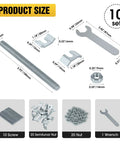 Heavy Duty Countertop Joint Connectors And Butcher Block Draw Bolts For Rock Solid Furniture Assembly No Sweat Installation Woodworker Hardware Kit Silver And Ten Pieces, showing ten component sizes and pieces.