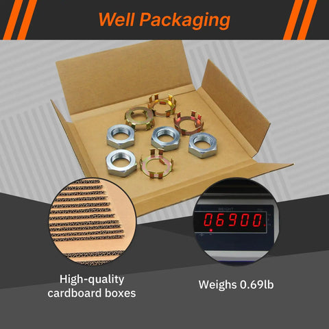 Heavy Duty D-Style Trailer Spindle Nuts and Retainers 1 Inch Thread Fits 2,000-8,000 Lbs Axles Includes 4 Nuts 0.69lb