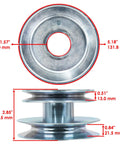 Heavy Duty Replacement 42 Inch Deck Drive Pulley For Troy Bilt TB 500 TB 516 EC TB 550 TB 554 Mowers dimensions with measurements.