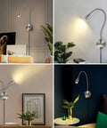 Dimmable LED Wall Reading Light With USB Charging Port For Late Night Reading And Work Gooseneck Bedside Lamp