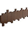 Natural Walnut Wooden Piano Coat Rack Wall Mounted With Eight Heavy Duty Flip Down Hooks For Coats Bags And Keys Space Saving Entryway Stand Keeping Your Sweet Gear Snug And Ready, showcasing solid walnut frame design.