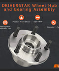 Driverstar front wheel hub and bearing assembly for Mazda 3 2004 2005, 5 lug bolt pattern, no ABS, OE size, sealed bearings