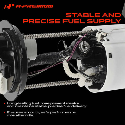 Electric Fuel Pump Module Assembly With Pressure Sensor For Buick LaCrosse And Pontiac Grand Prix, showing internal components and fuel hose.