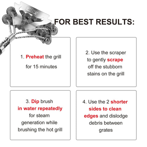 Bristle Free Grill Brush For Outdoor Grills Safe BBQ Cleaner That Wont Shed Bristles 18 Inch Stainless Steel Grill instructions
