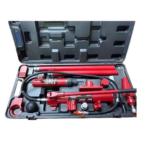 Beefed Up Heavy Duty 10 Ton Hydraulic Car Body Lift Jack Kit With Layered Drawer Tool Storage in open carry case