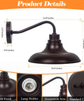 Outdoor Barn Light Fixture 2 Pack Gooseneck Wall Lanterns Oil Rubbed Bronze dimensions and details