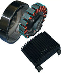 Premium Harley Davidson Dyna And Touring Alternator Kit Bundle with Bulletproof Stator and Heavy Duty Regulator components.