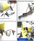 DIY Wind Turbine Kit For Teaching And Science Projects with tiny DC motor, fan blades, LED, and power generation demo setup.