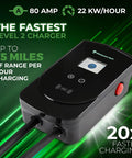 Heavy Duty 80 Amp Level 2 EV Charger With J1772 Socket 277 To 480V Single Phase 25 Foot Cable, display with charging details.