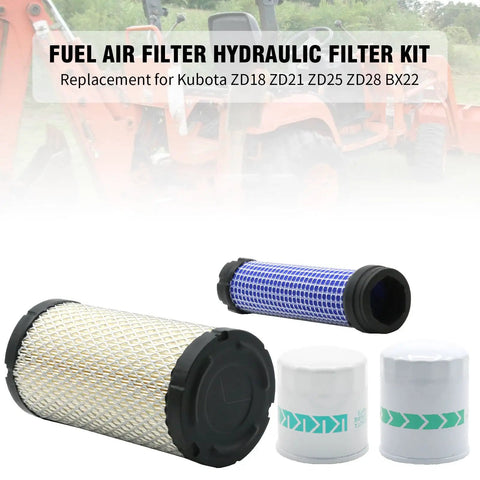 Kubota Oil, Fuel, Air and Hydraulic Filter Kit Replacement for BX22 BX23 BX24 ZD18 ZD21 ZD25 GR2100 GR2110 GR2120 Tractors