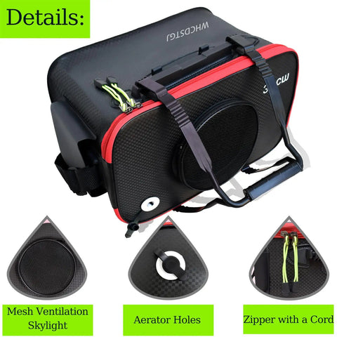 Foldable 6 Gallon EVA Fishing Bucket with breathable zippered net top, mesh ventilation skylight, aerator holes, and zipper cord