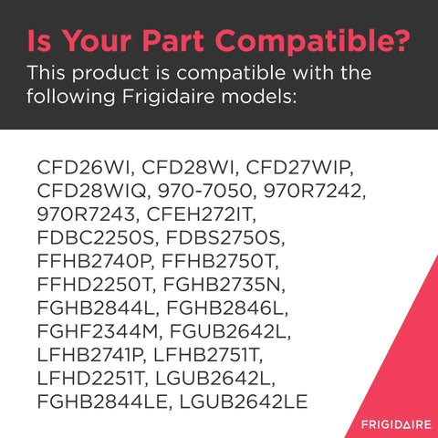 Image showing compatibility of Door Shelf Bin For Refrigerator Replacement Part 242071301 with various Frigidaire models.