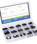 Must Have External E Clip Retaining Ring Washer Assortment Kit in alloy steel, 300 piece set in plastic storage box