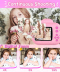 Instant Print Kids Camera For Girls And Grandkids With 1080P HD Video Easy To Use Toy Camera Thermal Printer Includes SD Card Pink Color Perfect Gift For Ages Four Through Ten, pink kids camera with 16x zoom