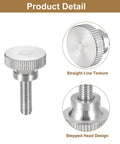 M5x16mm Knurled Thumb Screws, 5 Pack, 304 Stainless Steel, flat knurled head with straight line texture and stepped head detail