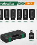 Crank Bolt Socket Set For Deep Six Point Harmonic Balancer Sockets Seven Piece 17 19 21 22 24 27 mm One Half Inch Drive With Adapter