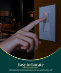 Hand using Kalide Dimmer Paddle Light Switch For LED And CFL, 300W Dimmable, Single Pole And 3 Way, Neutral Wire Not Required