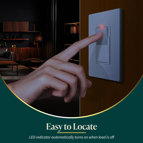 Hand using Kalide Dimmer Paddle Light Switch For LED And CFL, 300W Dimmable, Single Pole And 3 Way, Neutral Wire Not Required