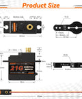 Dimensions of 21G Micro Servo With Metal Gear, Mini Digital Servo Kit, high torque 4.3kg/cm at 6V for RC cars and robots.