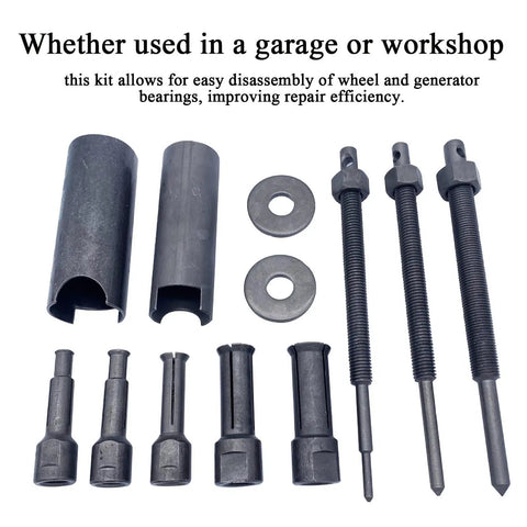 Grab This Rad 12 Piece Bearing Puller Kit For Smooth Motorcycle Bearing Extraction Without Hitting It With A Hammer Or Damaging Inner Parts Ever While Handling Tight Spots Like A Boss Saving You Cash On Labor Bills Fix It Fast. 12-piece steel bearing puller kit with rods and sleeves