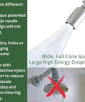 Classic Lead Free Metal Shower Head With Ultra Low Flow 1.5 GPM, angled view, wide spray pattern, polished chrome finish