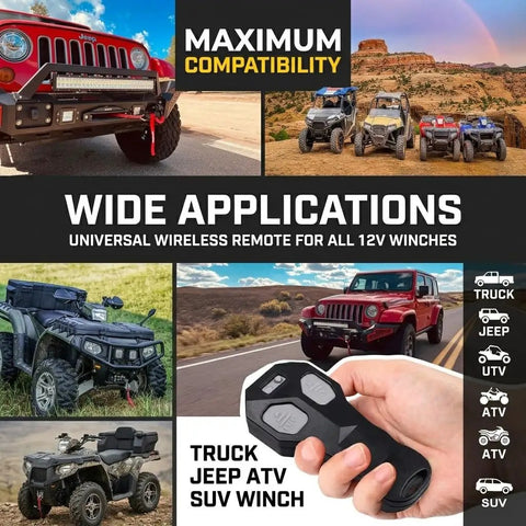 12V 24V Wireless Winch Remote Control Kit Universal 5 Wire Controller Receiver For Truck ATV And SUV Winches Long Range Easy Install Rugged Durable Wireless System for Jeep and ATV use