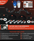 Toyota Carrier Bearing Support For Tacoma Tundra And T100 Driveshaft Center Bearing Black Beefy Heavy Duty Center Support Direct Fit For OE 37230-35130 And 211750-1X Reuses OEM Frame Bolts Easy Install split housing kit with bolts, bushings, washers and spacers