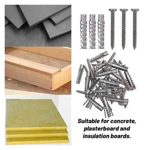6/8mm Expansion Pipe Hollow Wall Anchors Kit With Self Tapping Metal Screws for drywall, cement board, and concrete
